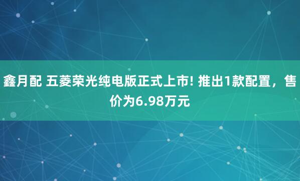 鑫月配 五菱荣光纯电版正式上市! 推出1款配置，售价为6.98万元